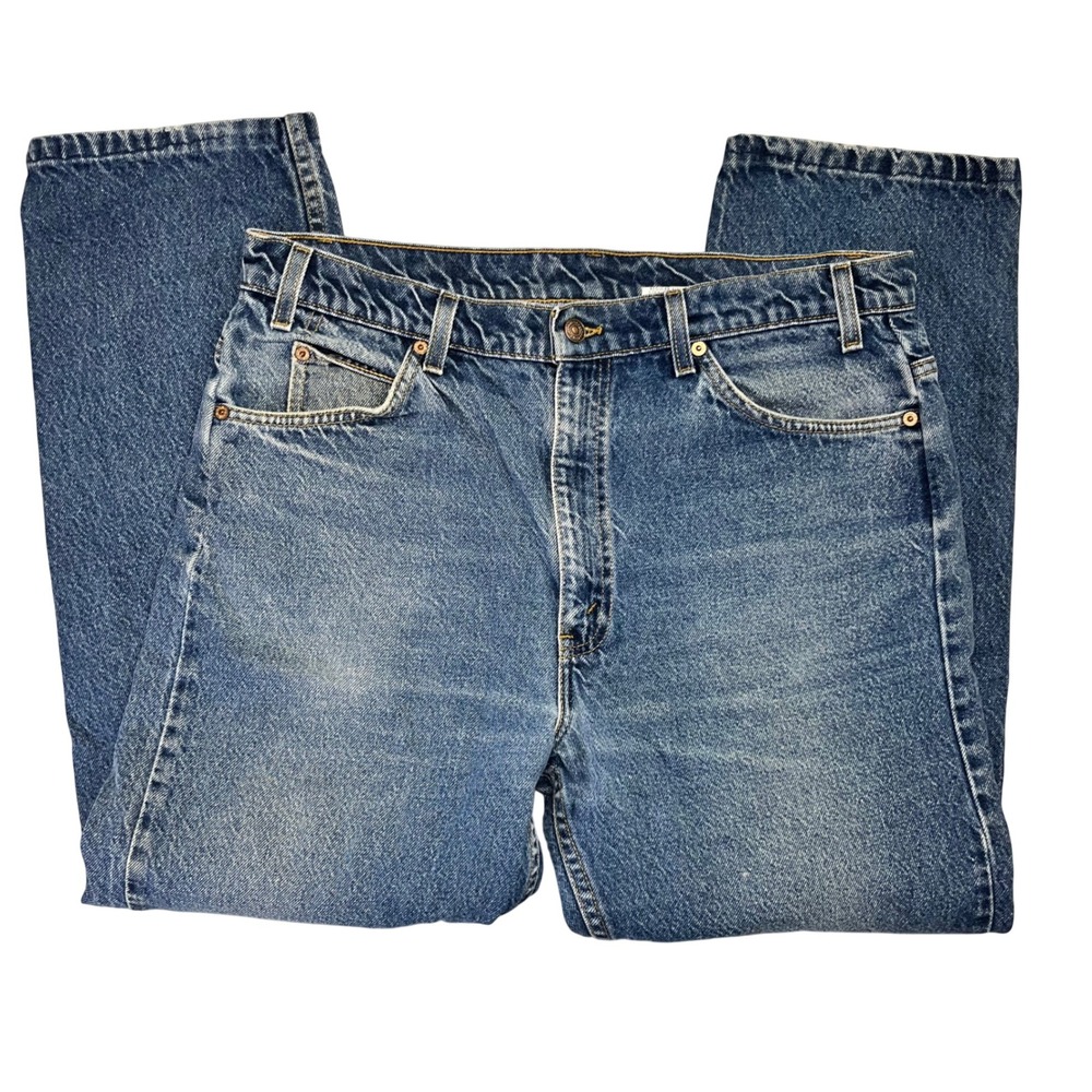 VTG Levis 505 Regular‎ Fit Straight Leg Jeans Mens 38x30 Blue Denim Orange Tab